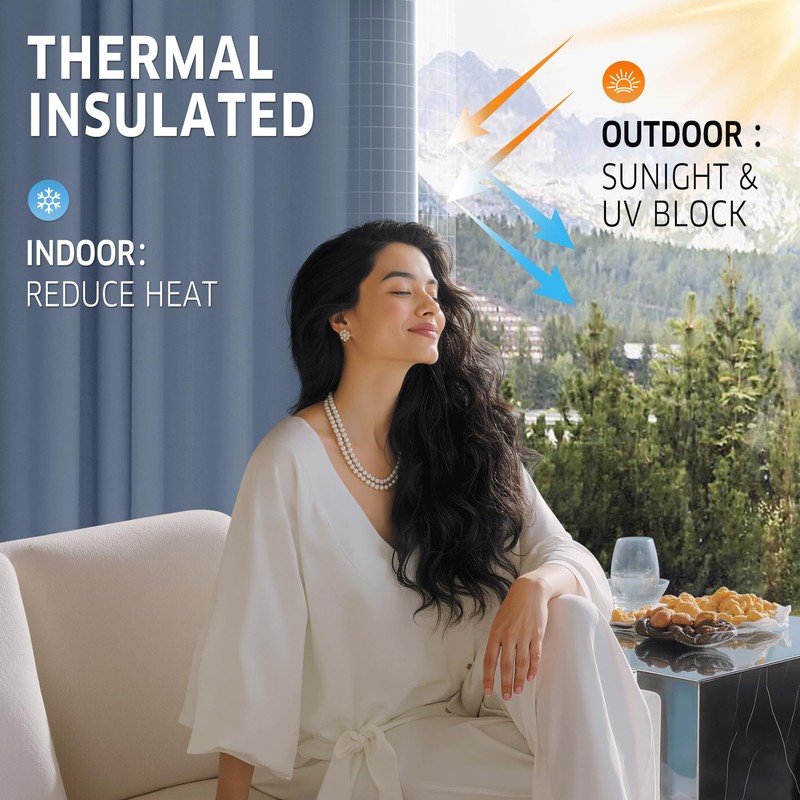 RYB HOME Outdoor Curtains for Patio Waterproof Tab Top Block