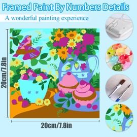 UMOART Framed Paint by Numbers - 4Packs Flowers Paint by Numbers Adults, Tulips Paint by Number Kits on Canvas, DIY Cartoon Oil Painting Acrylic Kits for Home Decor 8x8in
