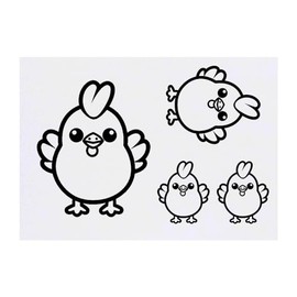 4 x 'Cute Chicken' Temporary Tattoos - Water Resistant, Skin-Safe, Non-Toxic Transfers, Mixed Sizes (TO00070934)