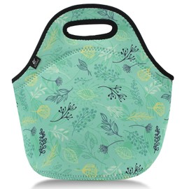 LOVAC Neoprene Lunch Bag, Thick Insulated Lunch Bag - Durable & Waterproof Lunch Tote With Zipper For Outdoor Travel Work School (Leaf)