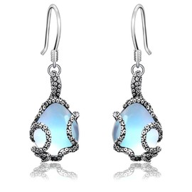 UYBNRK Octopus Earrings Octopus Gifts for Women 925 Sterling Silver Fun Moonstone Earrings for Women Tentacle Jewelry Drop Earrings