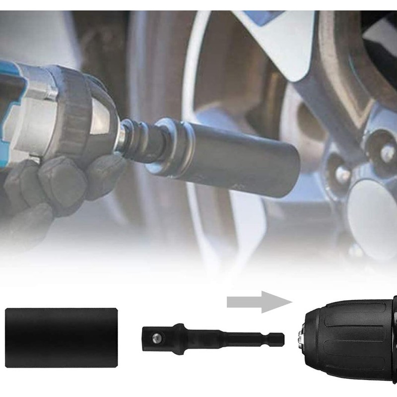 YFFSFDC Socket Adapter Set, Hex Socket Adapter, 8-Piece Set, Chrome