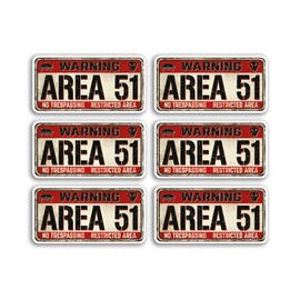 6 x 5cm Area 51 Vinyl Stickers - Alien UFO Sign Fun Cartoon Luggage Men Women Boys Girls Design Small Decal Laptop Scrapbooking #31311