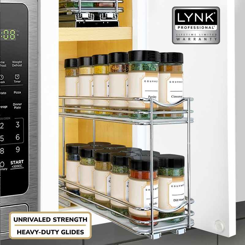LYNK PROFESSIONAL® Pull Out Spice Rack Organizer for Inside Kitchen