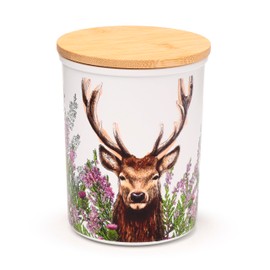 Puckator RPJAR89 Wild Stag Set of 2 Recycled Plastic Bottles RPET and Bamboo Reusable Storage Jars - S/M