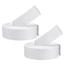 PATIKIL Taekwondo Colored Ranking Belts, 2 Pack 1.6" x7.2FT Polyester Martial Arts Colored Ranking Belt for Coach Teaching Practice, White