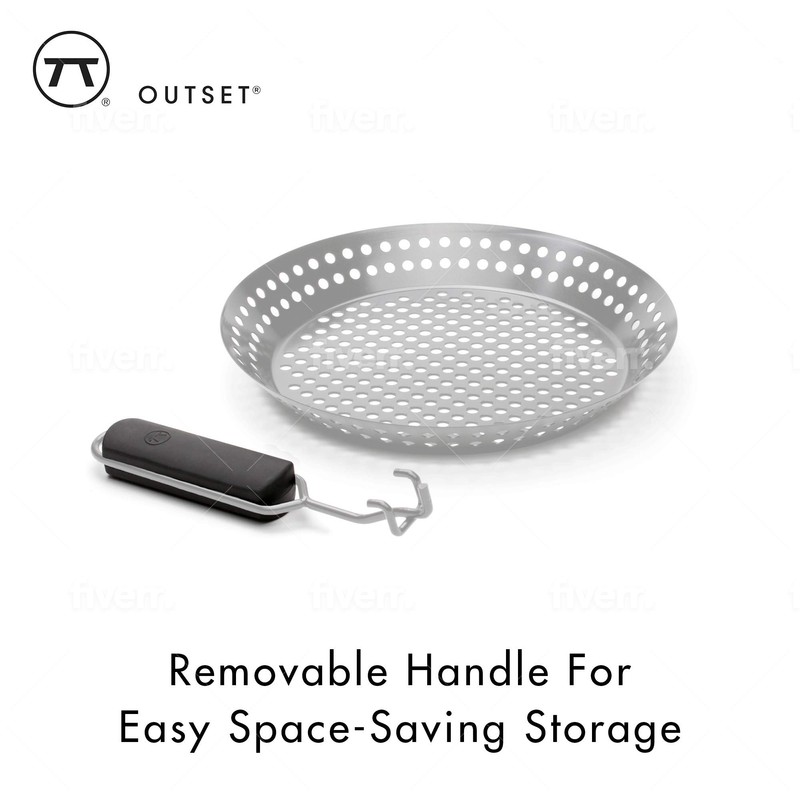 Outset Grill Skillet With Removable Handle, Stainless Steel