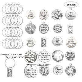 CNYMANY - 20 colgantes de copa de vino, con temática de texto inspirador, etiquetas con diseño de hebilla, para vino, cóctel, champaña, fiesta, regalos, suministros de decoración