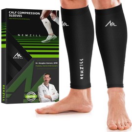 NEWZILL Compression Calf Sleeves (20-30mmHg) for Men & Women Perfect Option to Compression Socks Leg Sleeves for Running Travel Nursing Fitness(XXL Black 1Pair)