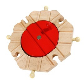 Laroal Wooden Train Turntable Track 4-Way Turntable Wooden Railway Set Accessories Railway Gift Compatible Train Set Railway Track Turntable