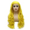 Aurssa Long Wavy Hand Tied Lace Front Yellow Cosplay Party