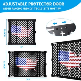 Gisafai 20 Inch High Adjustable RV Door Screen Protector Adjusts from 21''- 31.5'' Aluminum RV Entry Screen Door Grille Alloy Screen Door Grill Screen Defender for RV Door, Black