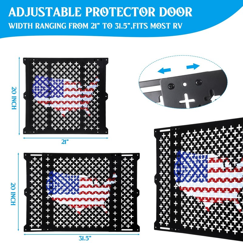 Gisafai 20 Inch High Adjustable RV Door Screen Protector Adjusts