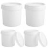 4 Pack White Plastic Pail Plastic Bucket with Lid, 1L