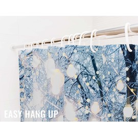 Allenjoy 72" x 72" Winter Scene Shower Curtain Set with Hooks Wonderland Snowflake Bokeh Glitter Snow Forest Christmas Landscape Bathroom Bathtubs Decor