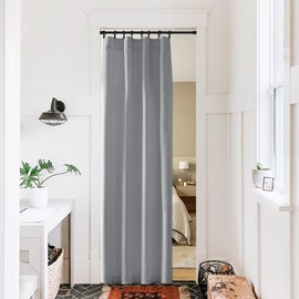 Insualted Bathroom Door Shade for Laundry Room RV Pleated Folding Shower,Privavy Blackout Thermal Insulation Easy Pass Room Door for Baby Nursery Kids Bedroom Doorway,80 In Long,Light Grey/Silver Gray