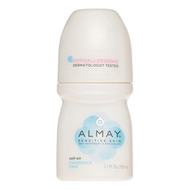 Almay Anti-Perspirant& Deodorant, Sensitive Skin, Roll-On, Fragrance Free 1.7 oz (Pack of 4)