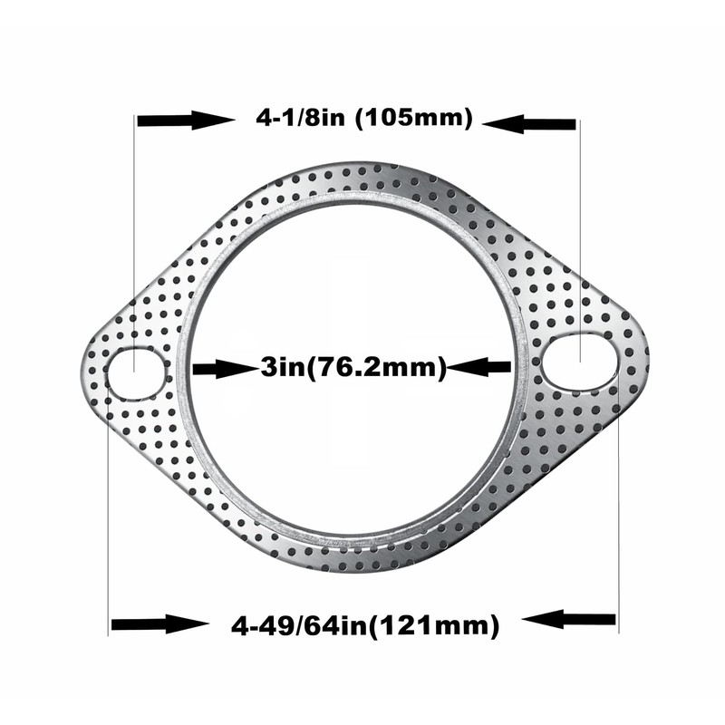 Strongthium 2 Pcs 3" Exhaust Gasket 2 Bolt for 3