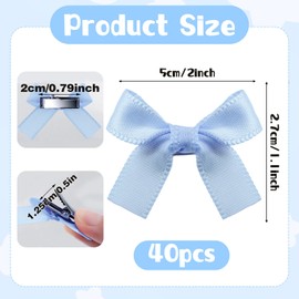 40Pcs Satin Bow Hair Clip,Mini Bow Hair Clips,Small Bowknot Barrettes,Tiny Crafts Bows Decoration for Women Y2k Hair Accessories,Wedding Gift(Sky Blue)