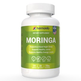HARMONIFY Moringa Capsules Pure Moringa Powder, Skin&Immune&Gut Health Superfood, Essential Vitamins & AminoAcids Green Vegan Supplement - 120 Count