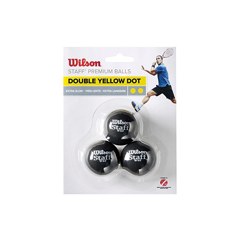 Wilson Staff Double Yellow Dot Squash Balls (3 Ball)