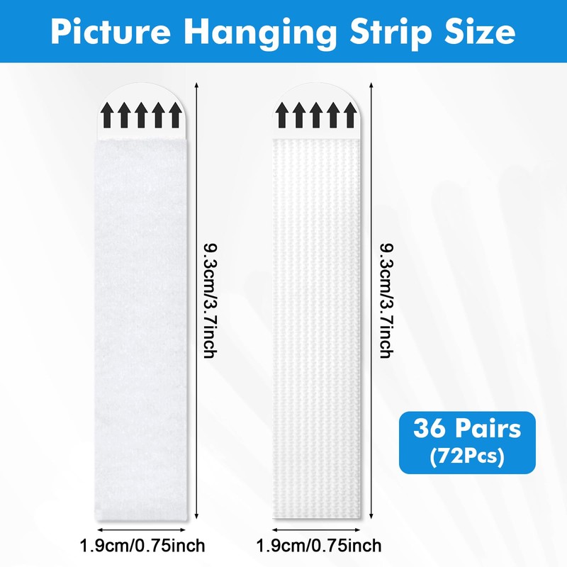 Fentar 72Pcs Picture Hanging Strips, 36-Pair Heavy Duty Picture Hanging