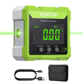 XUNTOP 4x90° Inclinometro Digitale con Laser Verde Precisione ±0,1°/ 0,2°