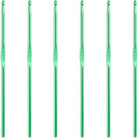 6Pcs 4mm Aluminum Crochet Hook Knitting Needles US Size G (Size 6) for DIY Yarn Craft,Nice Gift for Women Adults Kids Children Beginners (Green)
