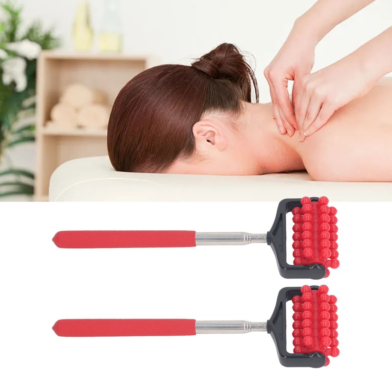 2pcs Telescopic Back Massage Roller Stainless Steel Rolling Back Massager