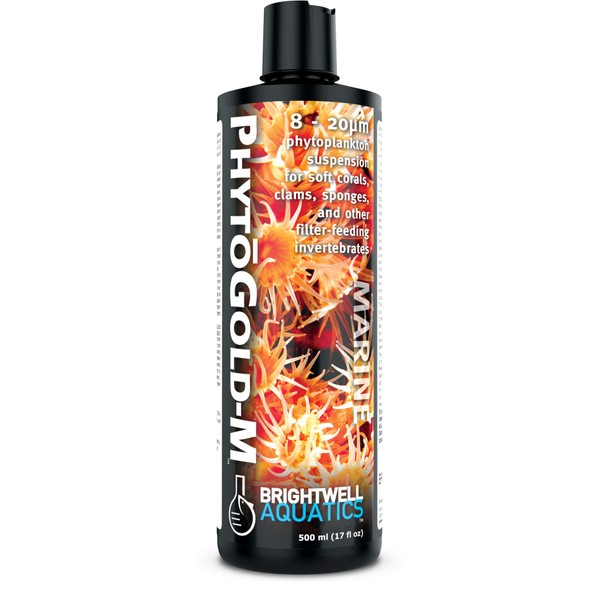 Brightwell Aquatics PhytoGold M - Phytoplankton Suspension for Soft Corals, Clams, Sponges & Their Allies, 500 ml