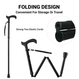 CLOKTA Walking Cane - Collapsible, Adjustable, Walking Canes for Men & Women, Walking Stick with Comfort Grip Handle for Seniors & Adults (Black)