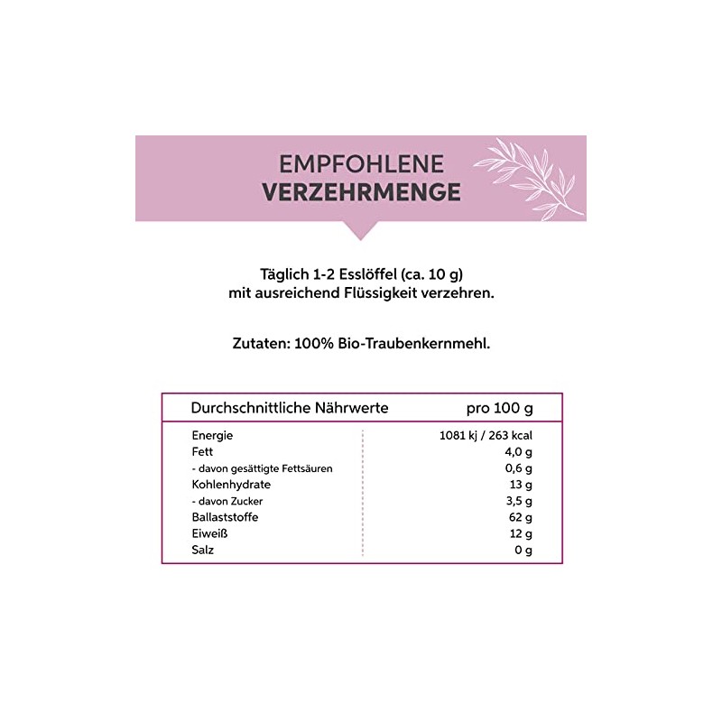 eltabia Bio Traubenkernmehl OPC 1kg Traubenkern Extrakt Pulver Premium Rohkost