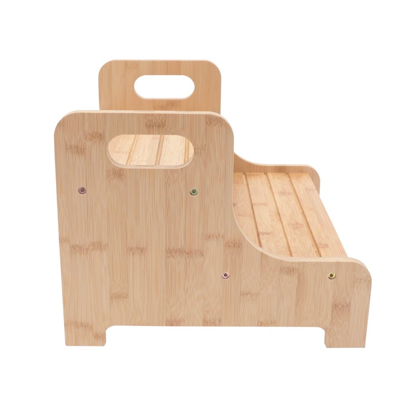 Bed Steps,Bamboo Two-Story Stairs, Portable Step Stool,Potty Training
