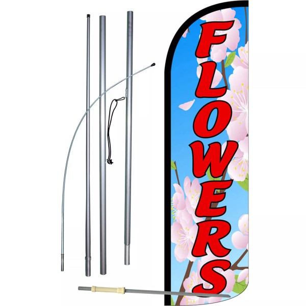 NeoPlex Flowers Flag with Flag Pole and Spike