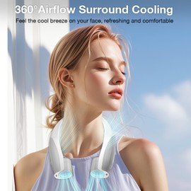 Hionly AI Neck Fan, 6 Speeds Adjustable Portable Personal Fan Rechargeable, 6000 mAh Battery Faster Cooling Wearable, Ultra Quiet for Home, Office, Travel, Outdoor