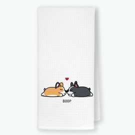 QODUNG Two Corgi in Love Soft Absorbent Hand Bathroom Towel 16x24 Inch,Funny Corgi Dog Decorative Absorbent Drying Cloth Hand Towels Tea Towels for Bathroom Kitchen,Dog Lovers Gifts,Love Gifts