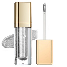 Silver Metallic Liquid Glitter Eyeshadow & Waterproof Eyeliner Pen - Long-Lasting, Matte Shimmer, Highly Pigmented, Sparkly, & Easy to Blend