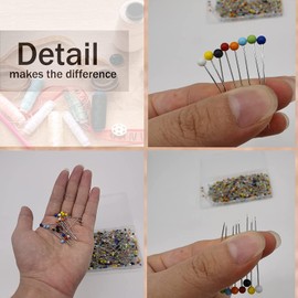 LIDOUK 250 Pcs Sewing Pins,1.5 inch Straight Quilting Pins with Color glass Ball Head for Dressmaking and Fabric.