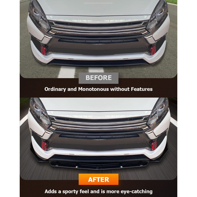 FINDAUTO Universal 3PCS Front Bumper Lip Chin Spoiler Wing Body
