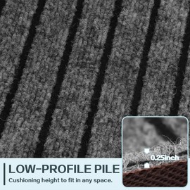 Heyroll Custom Size Hallway Runner Rug, Backed Non-Slip Waterproof Runner Rugs, Washable Outdoor Indoor Carpet Runner Rug for Floor, Entryway, Kitchen, Laundry, Balcony, Garage 2' x 7', Stripe Gray