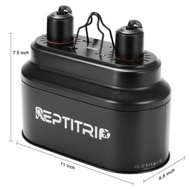 Dual Reptile Light Fixture with 100W Daytime Heat Bulb & 100W Nighttime Ceramic Heat Emitter, 2 Independent Switches, Reptile Heat Lamp Combo Pack - No UVB