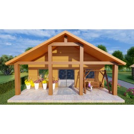 952sqft Tiny Cabin Design Blueprints: Featuring 2 Bedrooms, 1 Bathroom, Kitchen, Dining Area, and Living Room