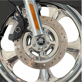 Kustom Cycle Parts Angel Wings Cross Black Front Axle Cap Nut Covers For Harley Touring Road Glide