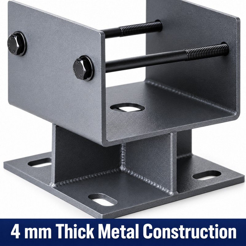 6x6 Elevated U-Shaped Steel Post Base Bracket for Wood Posts