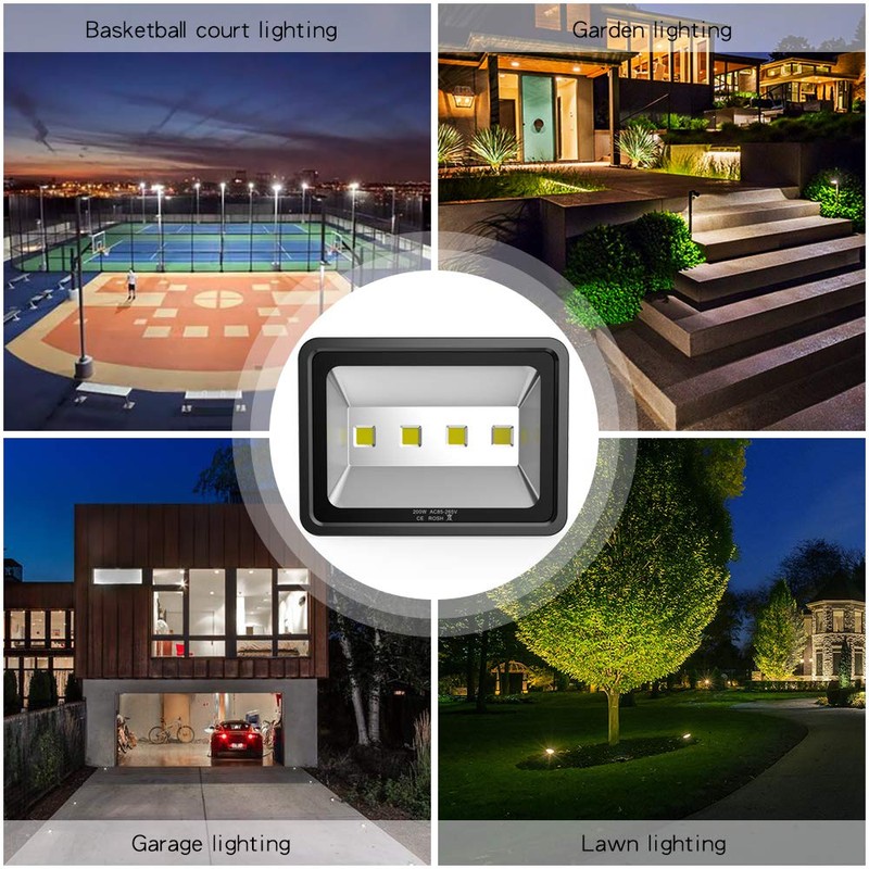 200W LED Flood Lights 6000K Daylight White Lighting Fixtures Super