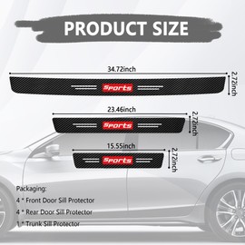 9pcs Car Door Edge Guards Set Inclede Rear Bumper Protector,Premium Car Door Protector with Carbon Fiber Wrap for Anti-Scratch&Car Decor,Universal Car Door Sill Protector (Red/Sport)