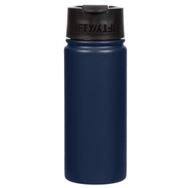 FIFTY/FIFTY 16oz, Double Wall Vacuum Insulated Café Water Bottle, Stainless Steel, Flip Cap w/ Wide Mouth, Navy, 16oz/473ml