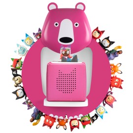 Tnvodejo Children's Shelf Compatible for Toniebox and for Tonies for Over 30-48 Figures - Wall Shelf for The Music Box - for Playing and Collecting - for Children's Baby Rooms (Rose red)