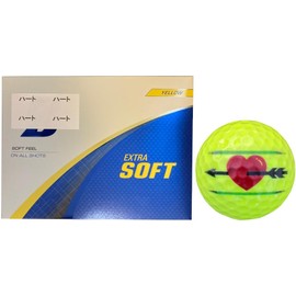 【ハピラキ_ゴルフライン】 ブリヂストン エクストラソフト EXTRA SOFT 2025年モデル ライン入り (黄１ダース_ハート)