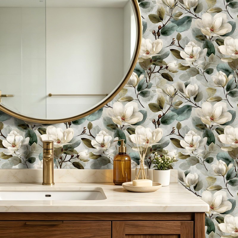 ReWallpaper Vintage Floral Wallpaper Peel and Stick Magnolia Wallpaper